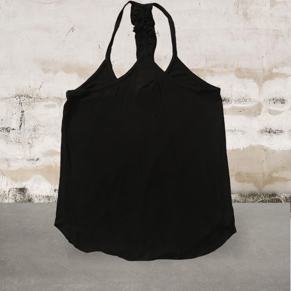 Chaser Top Halter Black Back Mid Ruffle Size Med NWOT